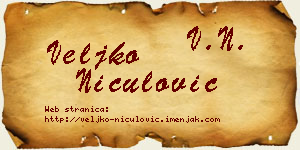 Veljko Niculović vizit kartica
